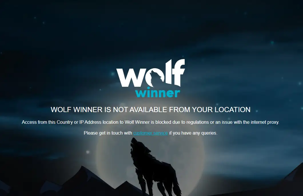 Wolf Winner access-denied page displayed in a desktop browser window